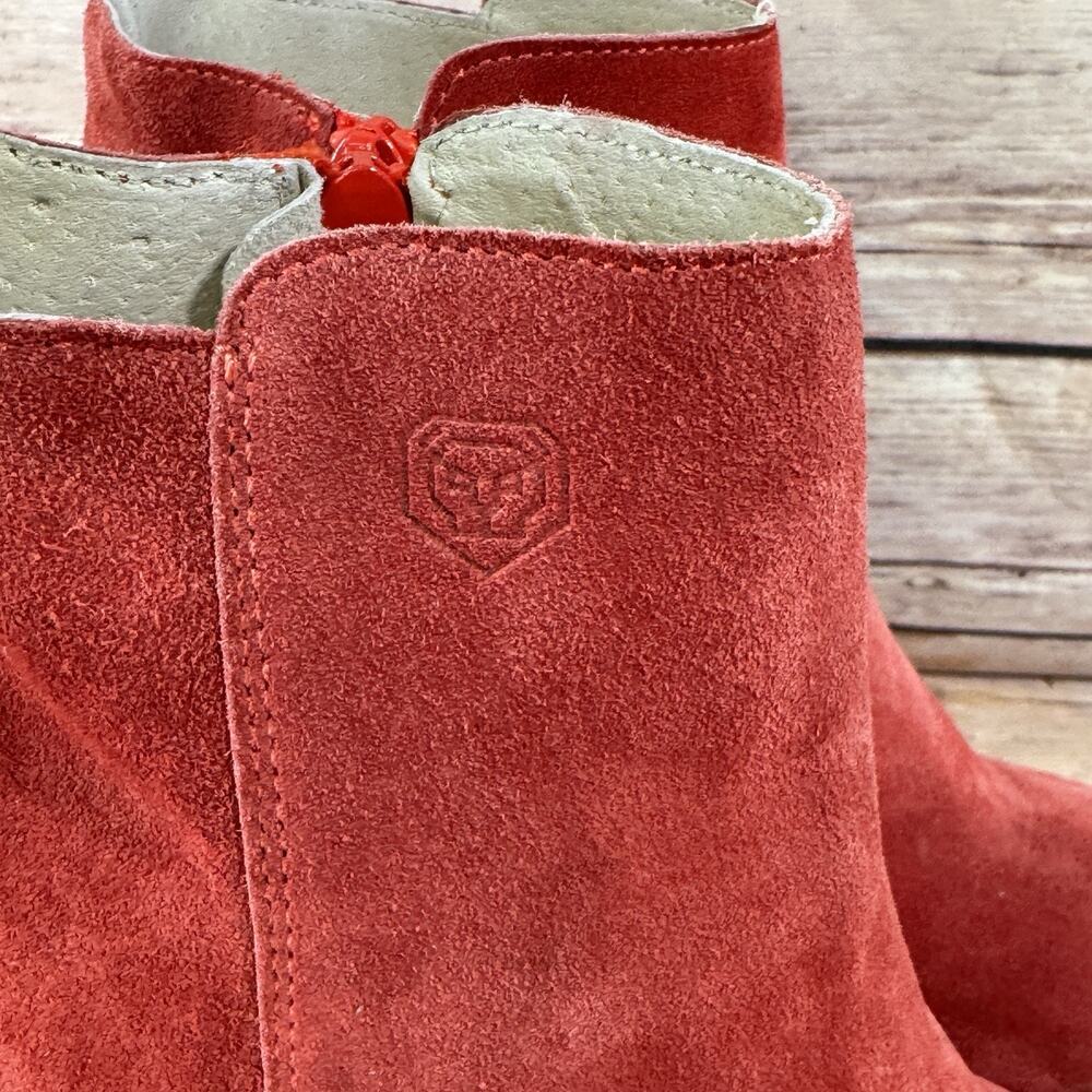 RWC Womens Red Suede Block Heel Western Ankle Boots 37/7 - Picture 4 of 10